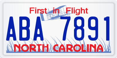 NC license plate ABA7891