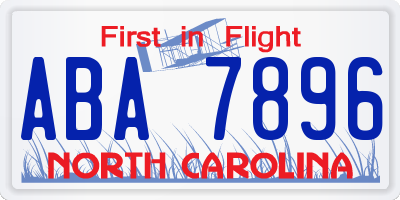 NC license plate ABA7896