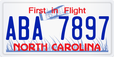 NC license plate ABA7897
