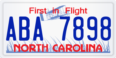 NC license plate ABA7898