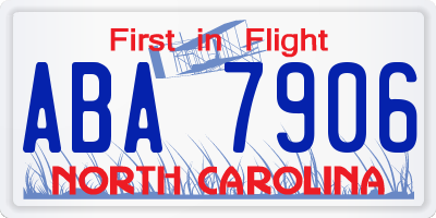 NC license plate ABA7906