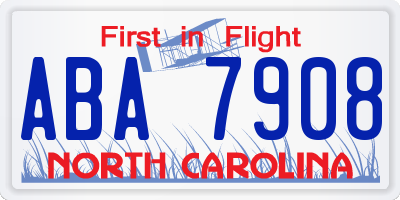 NC license plate ABA7908