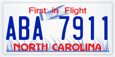 NC license plate ABA7911