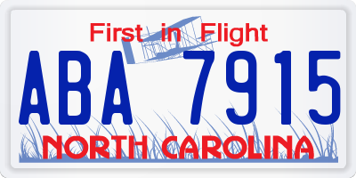 NC license plate ABA7915