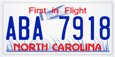 NC license plate ABA7918