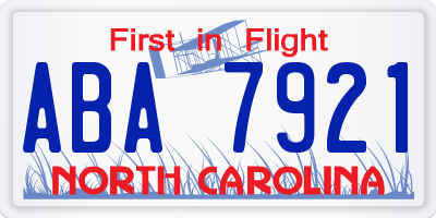 NC license plate ABA7921