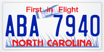 NC license plate ABA7940
