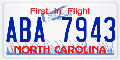 NC license plate ABA7943