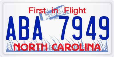 NC license plate ABA7949
