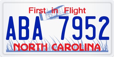 NC license plate ABA7952
