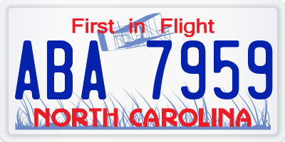 NC license plate ABA7959