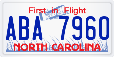NC license plate ABA7960