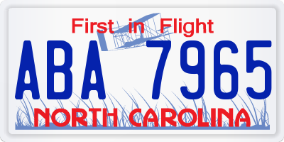 NC license plate ABA7965