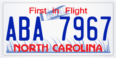 NC license plate ABA7967