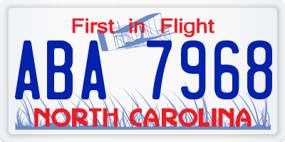 NC license plate ABA7968