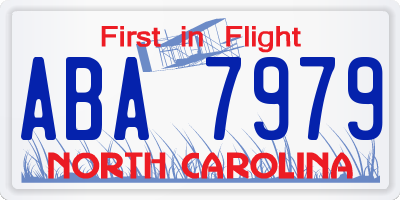 NC license plate ABA7979