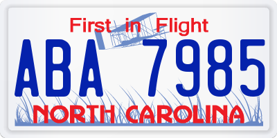 NC license plate ABA7985