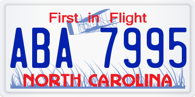 NC license plate ABA7995