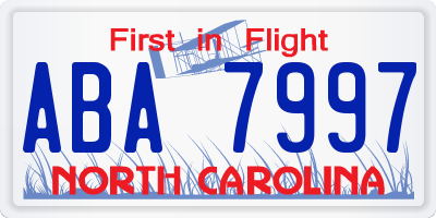 NC license plate ABA7997