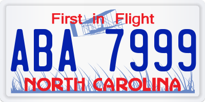 NC license plate ABA7999