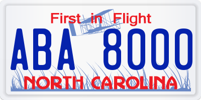 NC license plate ABA8000