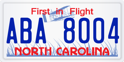 NC license plate ABA8004