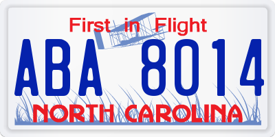 NC license plate ABA8014
