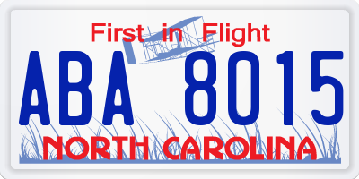 NC license plate ABA8015