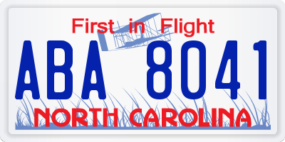 NC license plate ABA8041