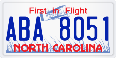 NC license plate ABA8051