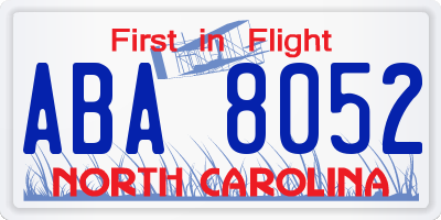 NC license plate ABA8052