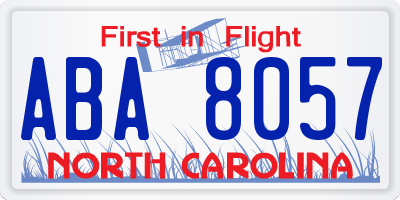 NC license plate ABA8057