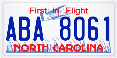 NC license plate ABA8061