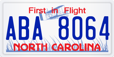 NC license plate ABA8064