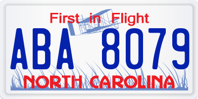 NC license plate ABA8079