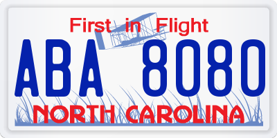 NC license plate ABA8080