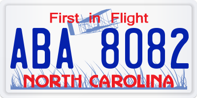 NC license plate ABA8082
