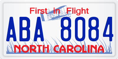 NC license plate ABA8084