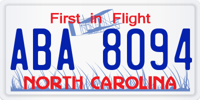 NC license plate ABA8094