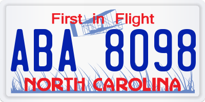 NC license plate ABA8098