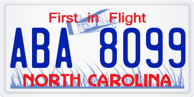 NC license plate ABA8099