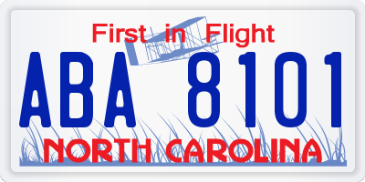 NC license plate ABA8101