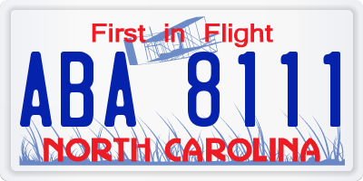 NC license plate ABA8111