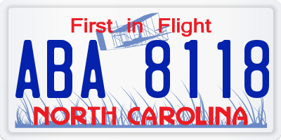 NC license plate ABA8118