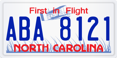 NC license plate ABA8121
