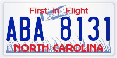 NC license plate ABA8131