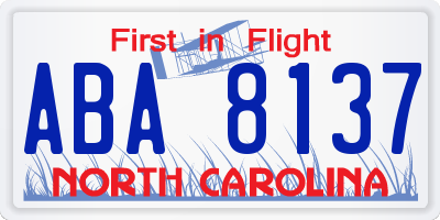 NC license plate ABA8137