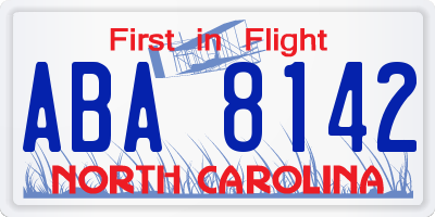 NC license plate ABA8142