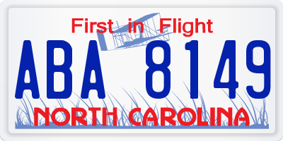 NC license plate ABA8149