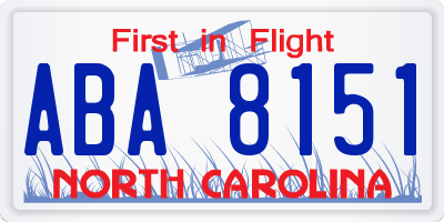 NC license plate ABA8151